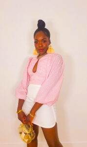 Red-White-Stripe-Top-White-Skirt Tech Week Befitting Style